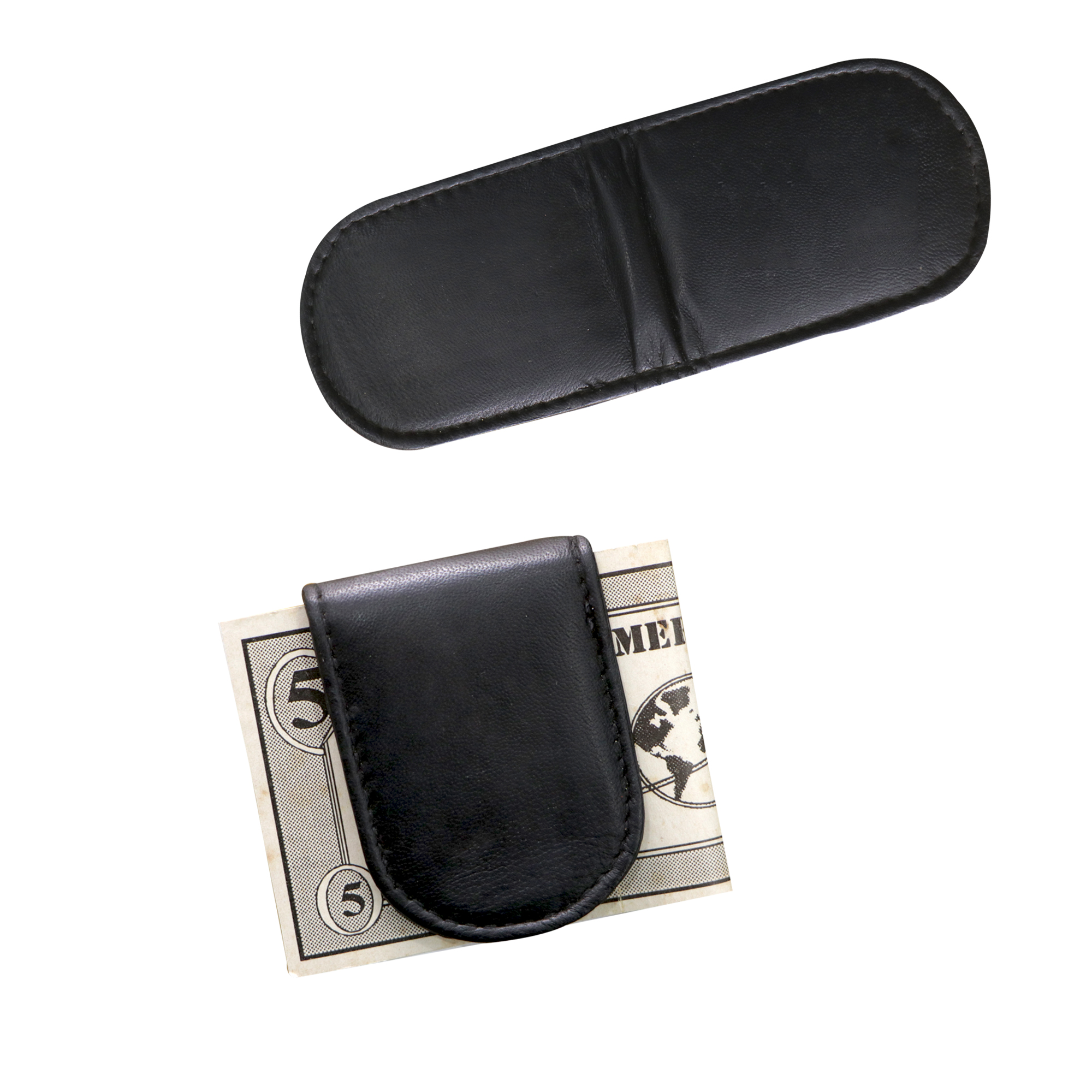 Ultra-Slim Black Leather Key & Card Pouch